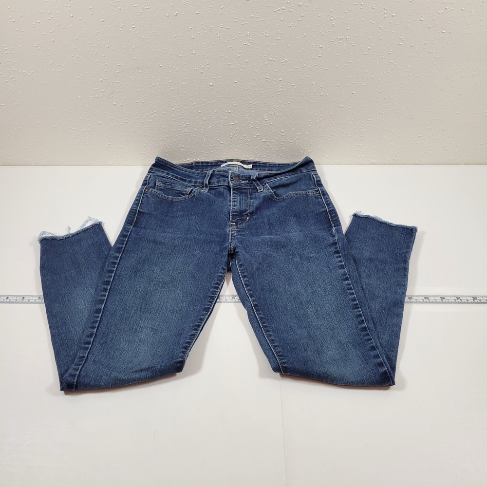 Levi's 711 Skinny Jeans Womens 25 Blue Excellent‎ Raw Hem Mid Rise 18881-0025